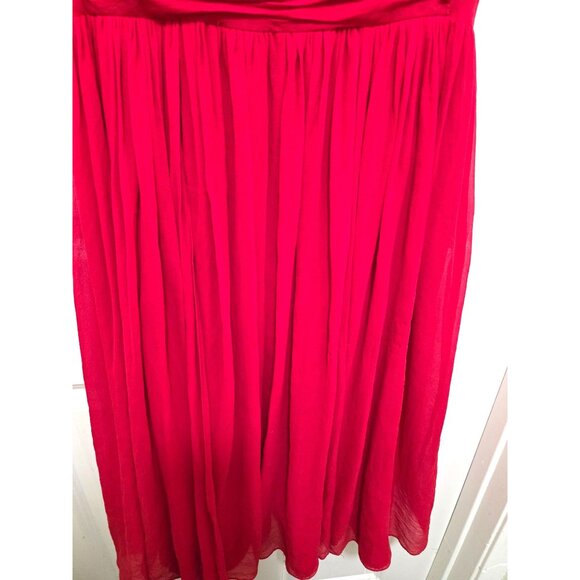 MOULINETTE Soeurs Women 100% Silky Red Sleeveless Rushed Chiffon Dress Sheer Ove - Picture 6 of 12